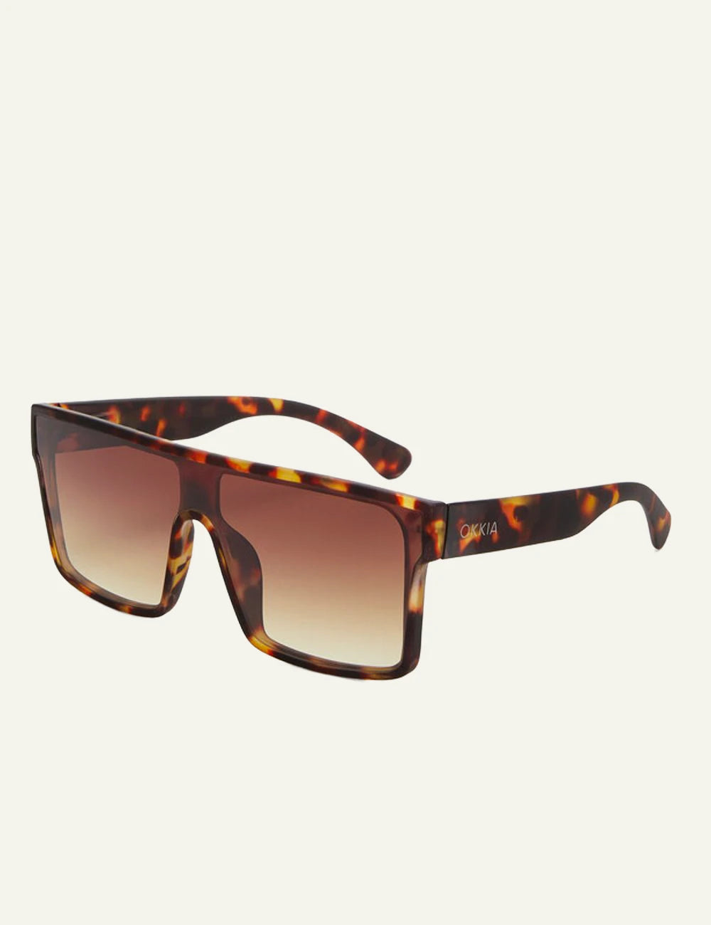 Okkia havana oversized shield sunglasses brown gradient side