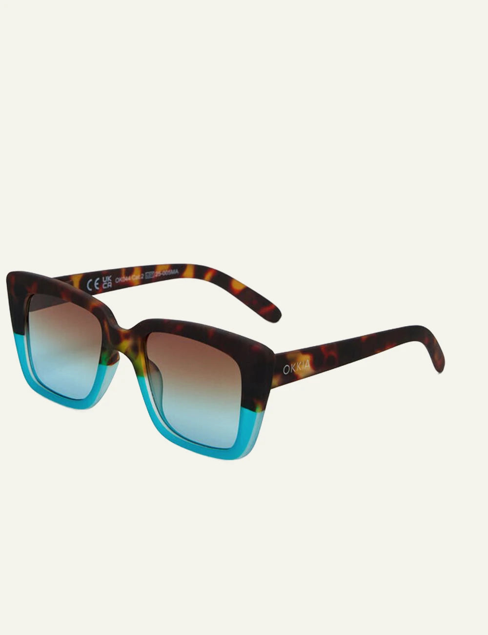 Okkia havana blue cat eye sunglasses gradient side