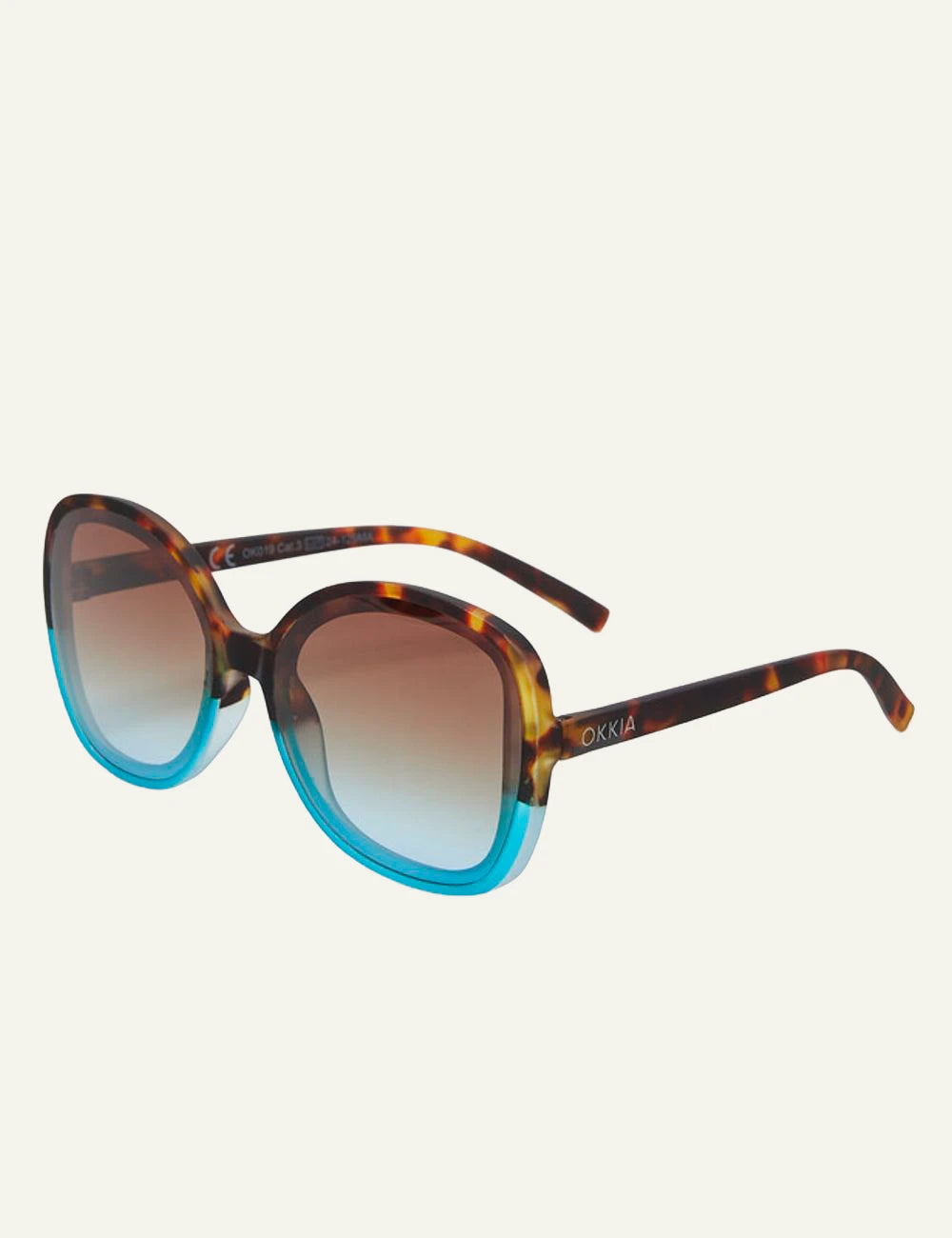 Okkia havana blue oversized sunglasses brown gradient side
