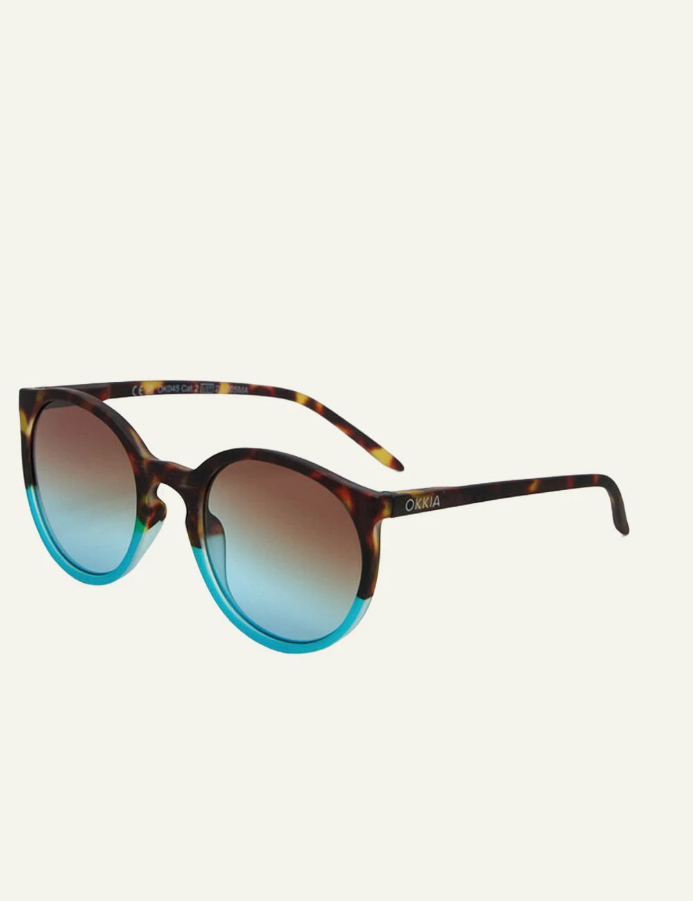 Okkia havana blue round sunglasses gradient side