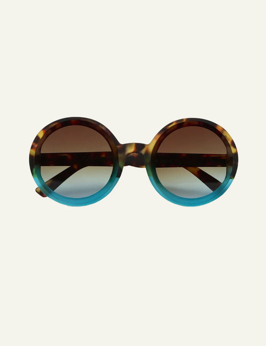 Okkia havana blue round oversized sunglasses black gradient front