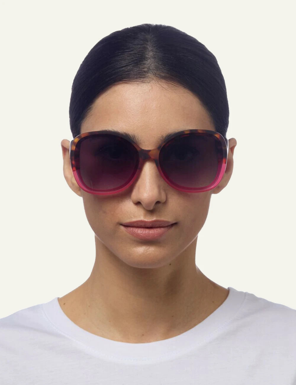 Okkia havana pink oversized sunglasses black gradient front model