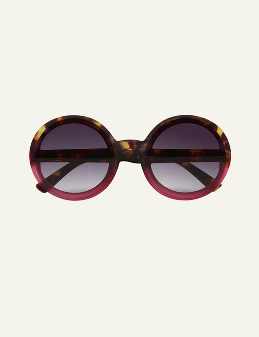 Okkia havana pink round oversized sunglasses black gradient front