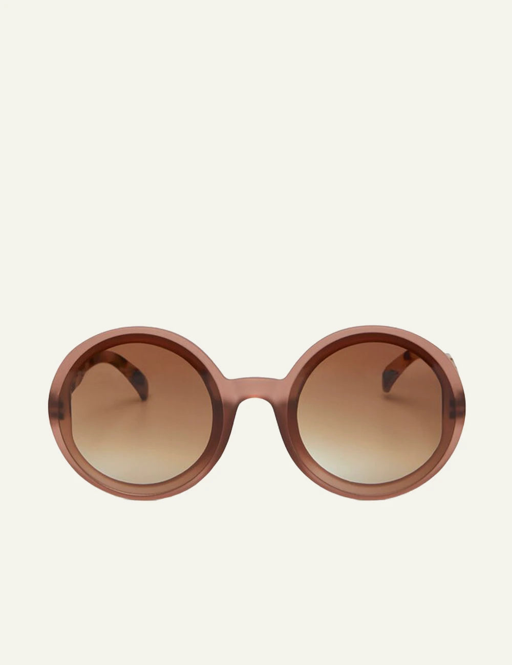 Okkia pink havana round oversized sunglasses brown gradient front detail