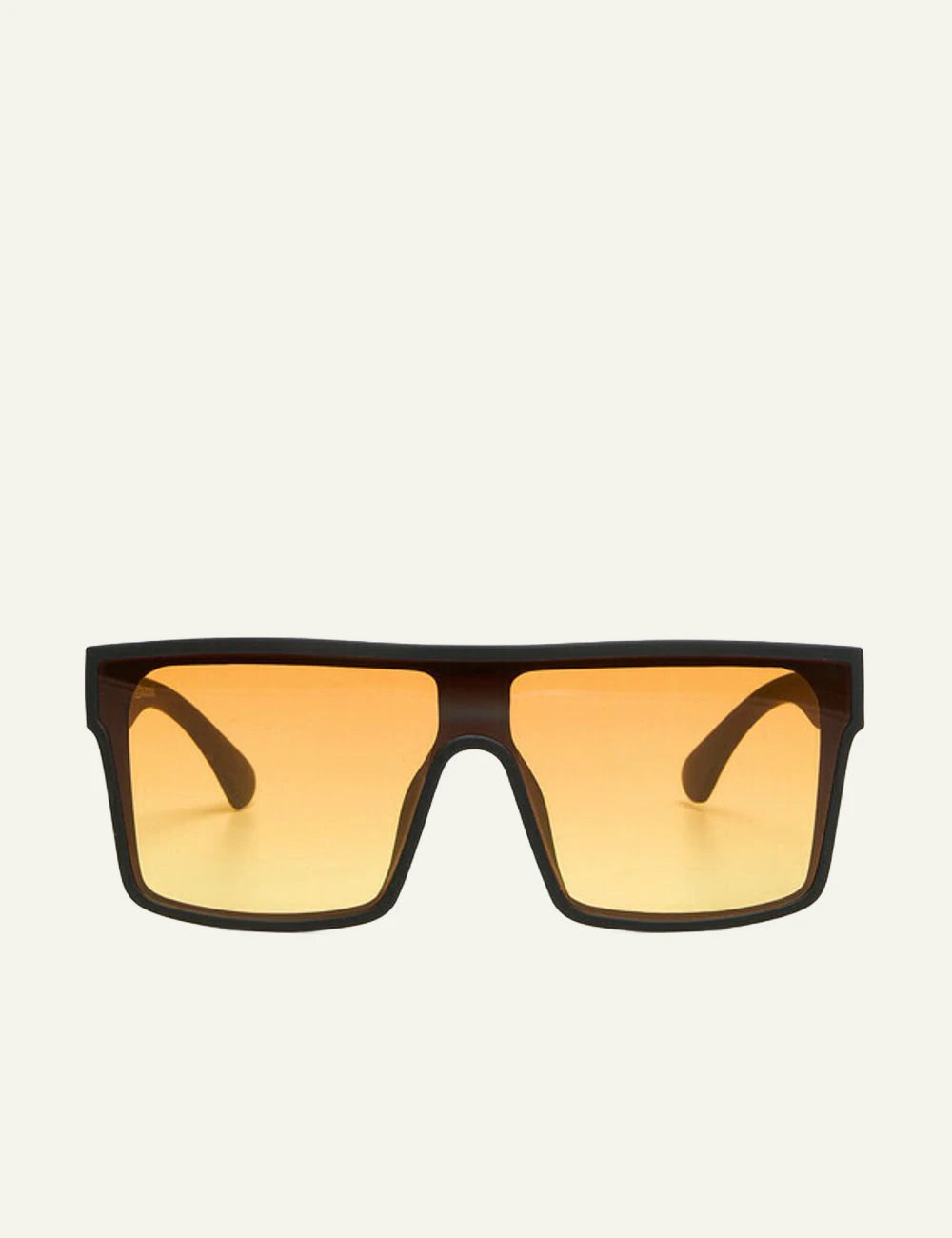 Okkia Tokyo black square sunglasses yellow lenses front detail