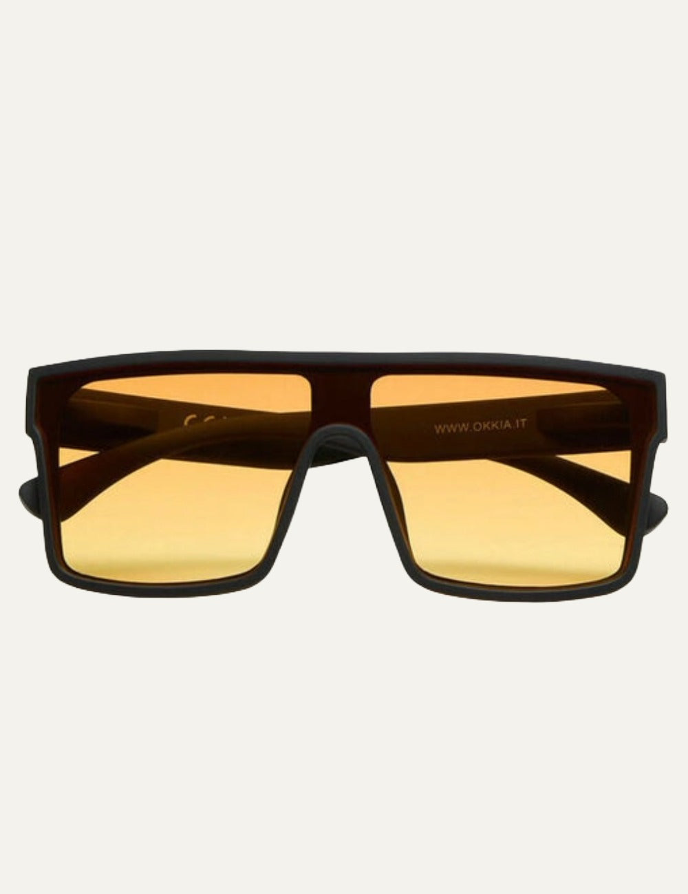 Okkia Tokyo black square sunglasses yellow lenses front