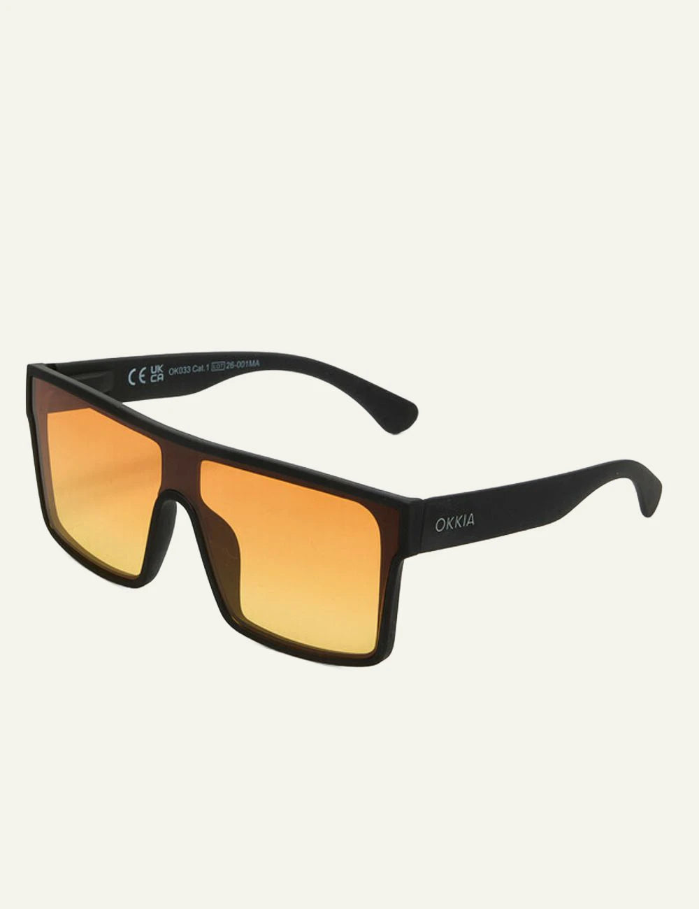Okkia Tokyo black square sunglasses yellow lenses side
