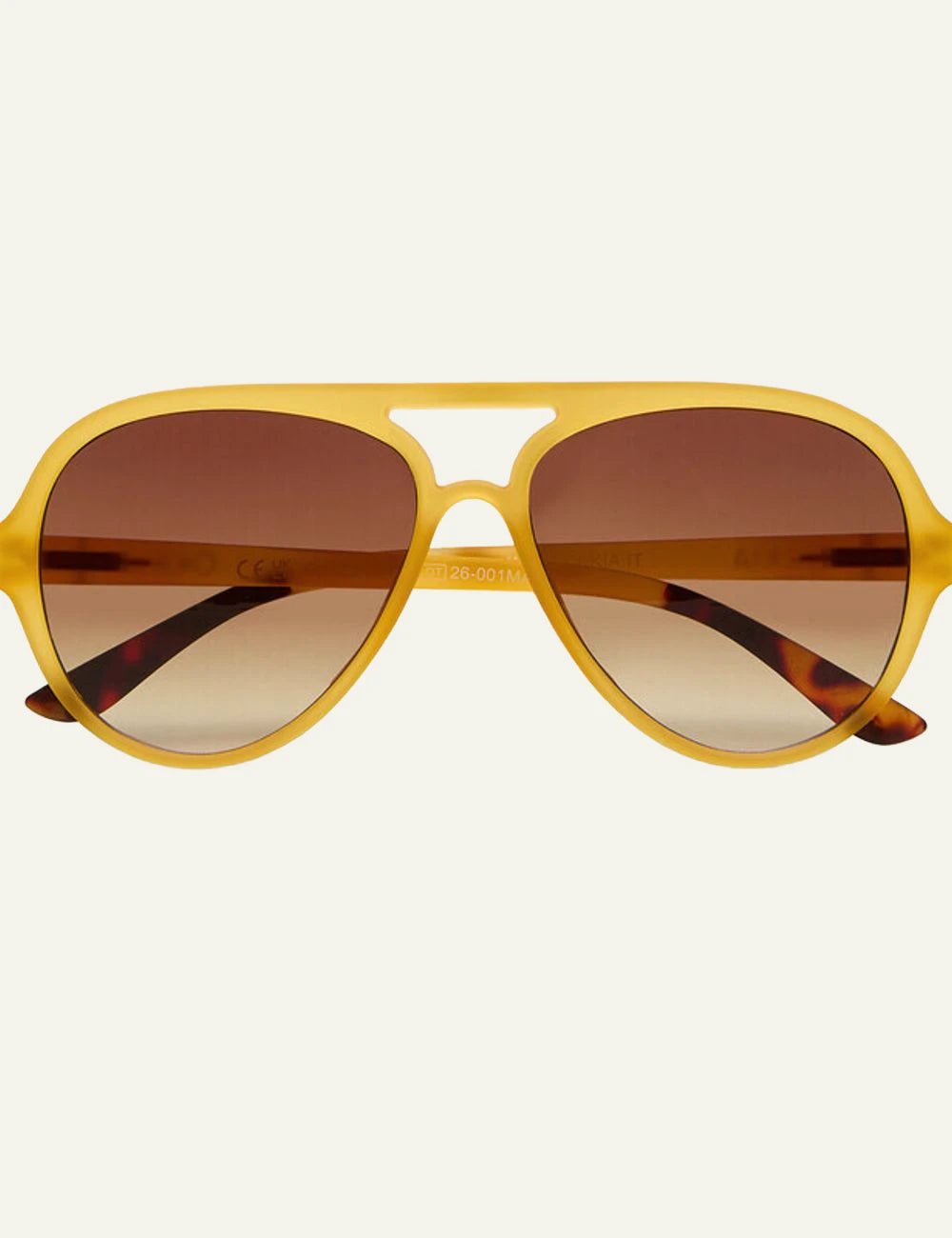 Okkia yellow aviator sunglasses brown gradient front