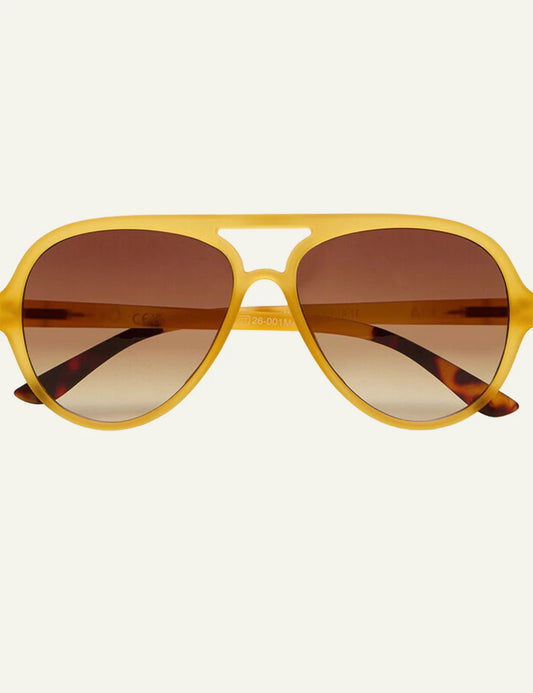 Okkia yellow aviator sunglasses brown gradient front