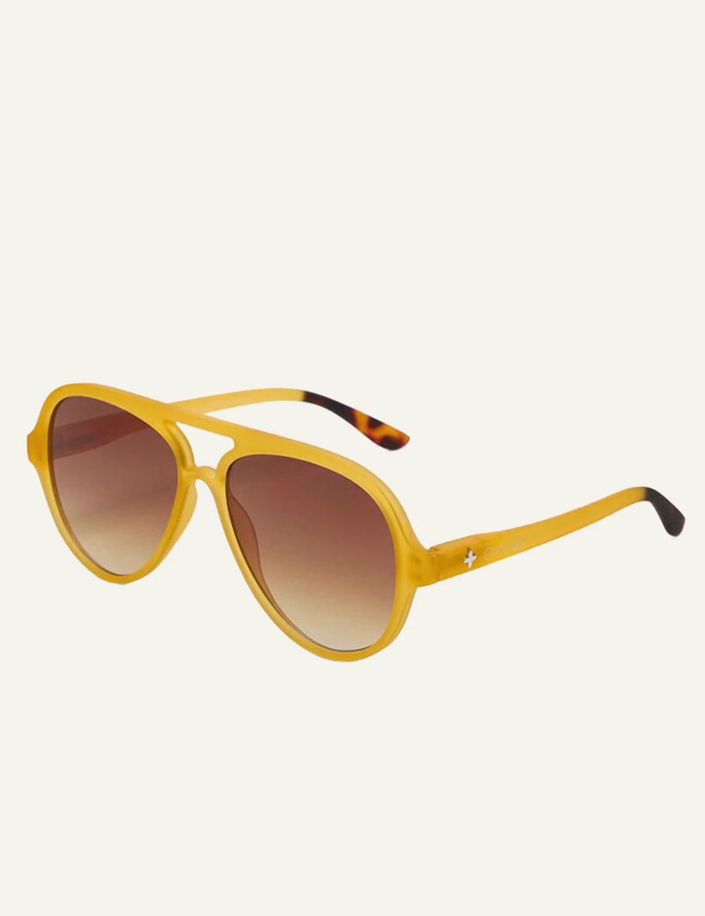 Okkia yellow aviator sunglasses brown gradient side