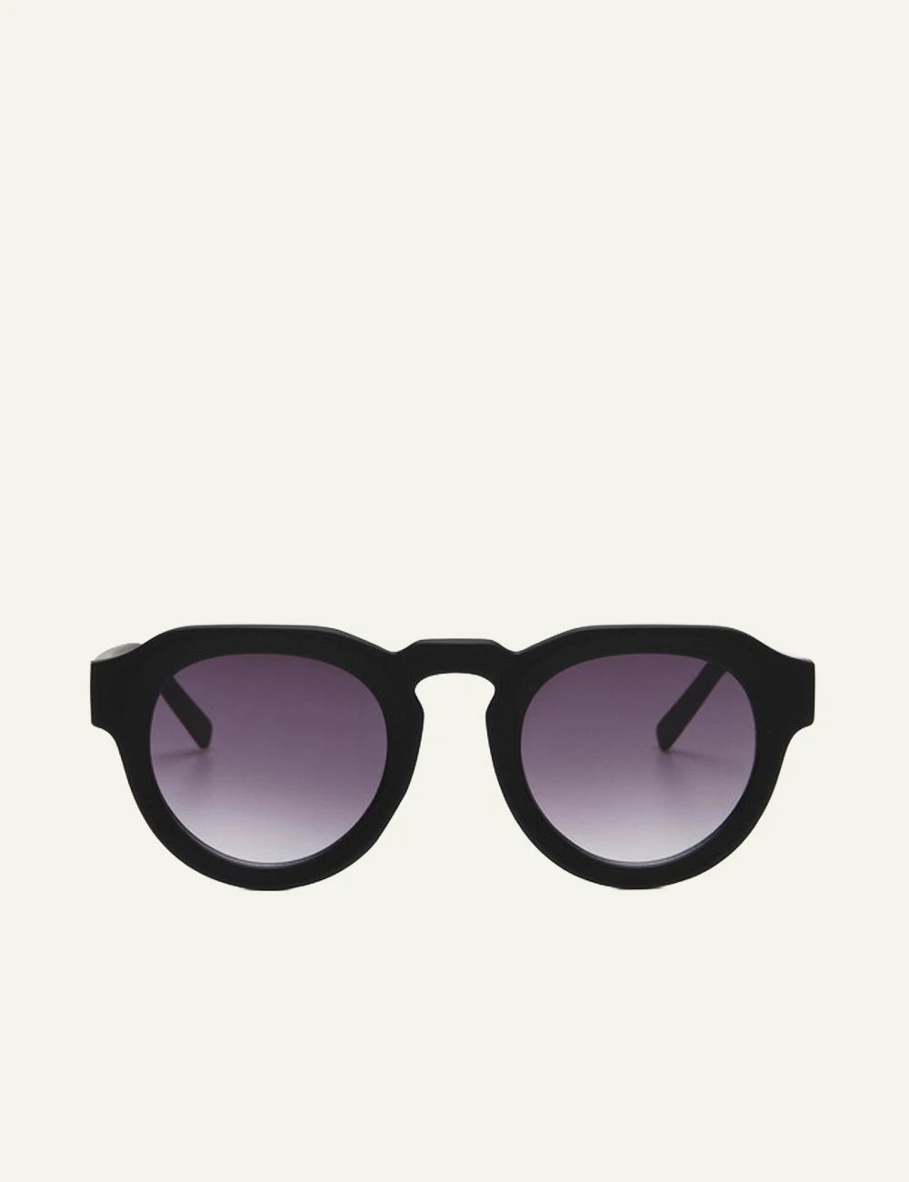 Okkia Zeno black round sunglasses black gradient front detail