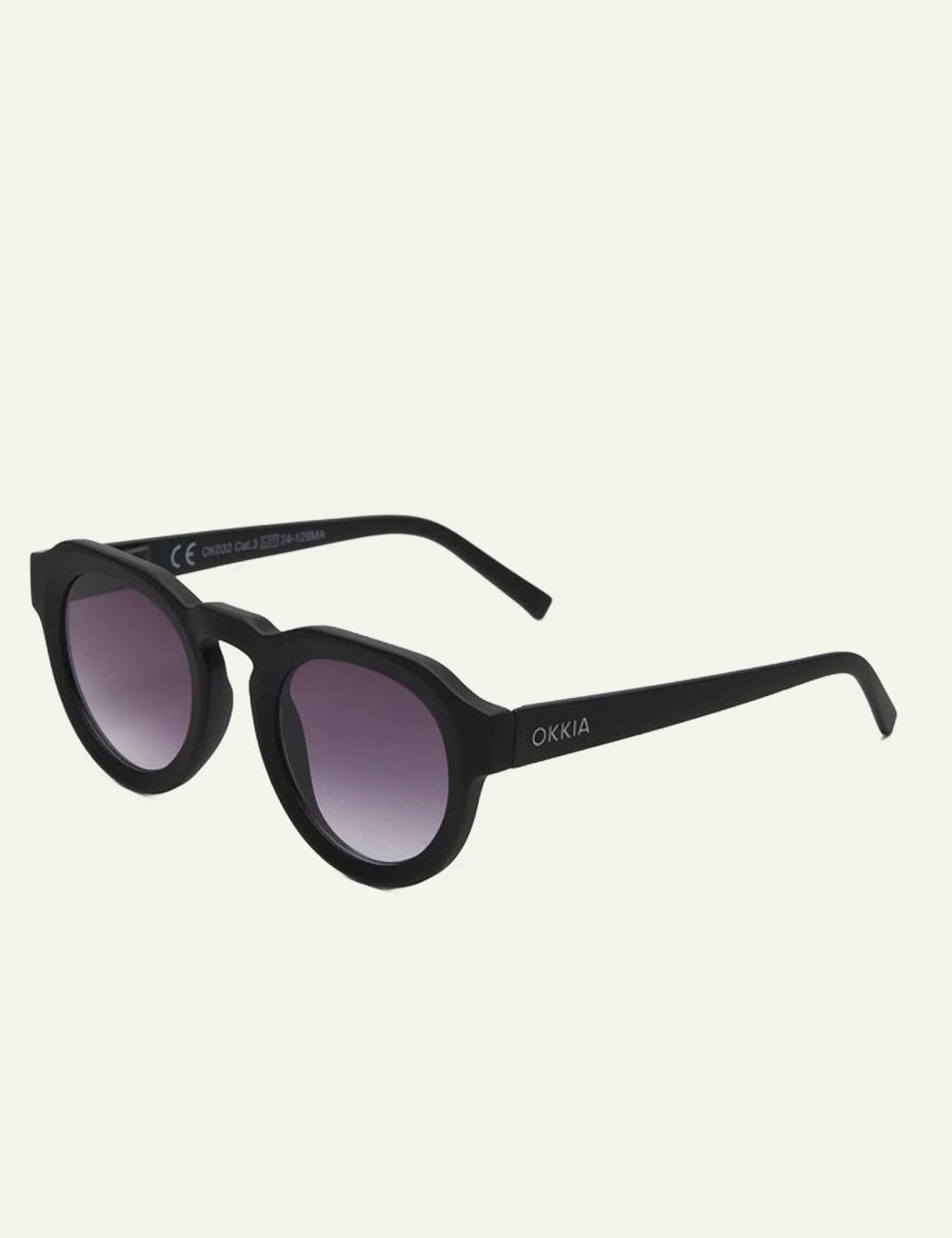 Okkia Zeno black round sunglasses black gradient side