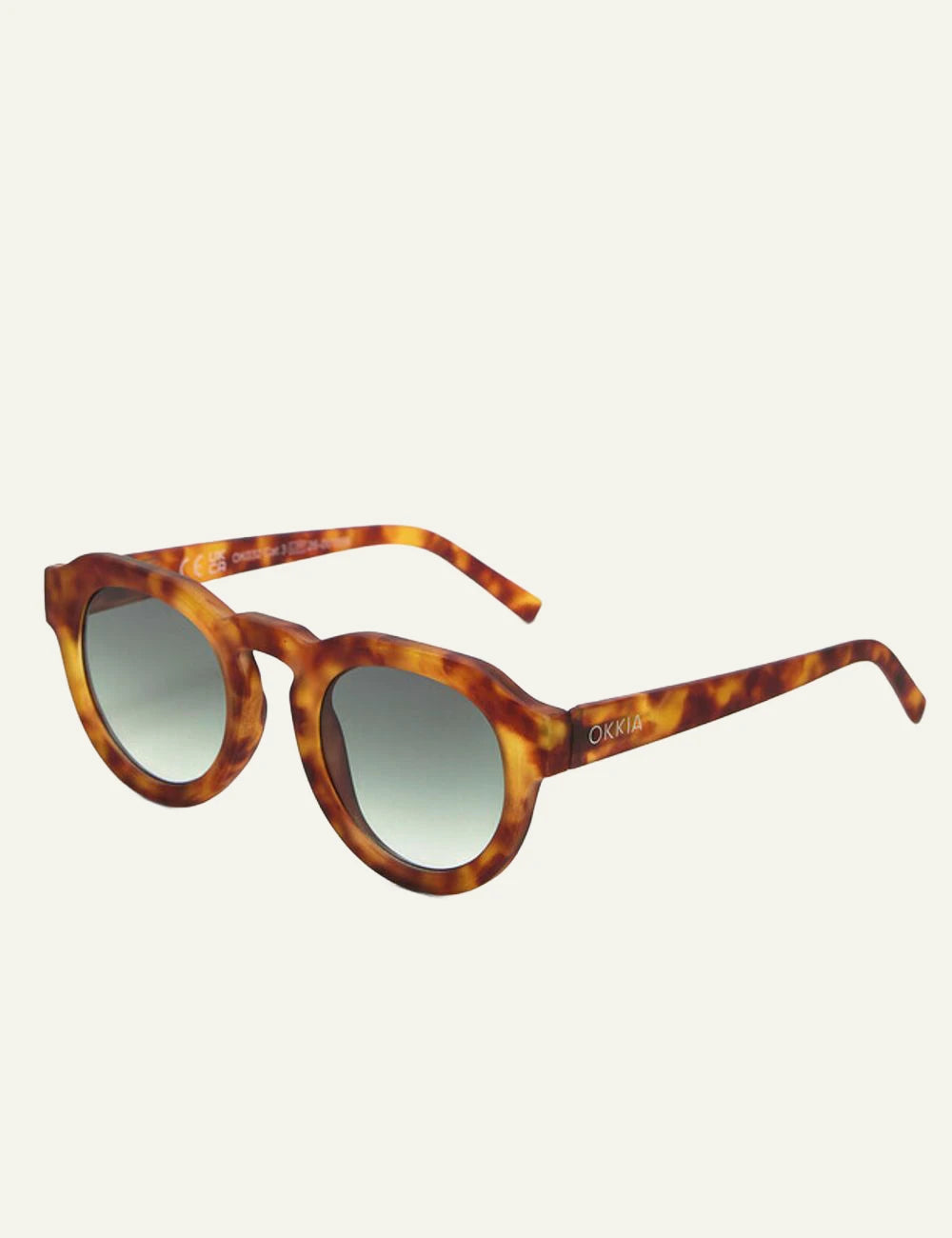 Okkia Zeno sahara havana round sunglasses green gradient side