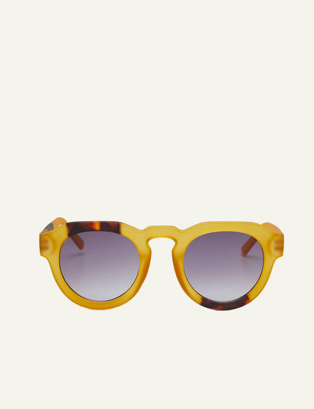 Okkia Zeno yellow round sunglasses havana detail front detail