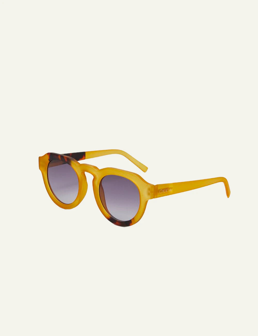 Okkia Zeno yellow round sunglasses havana detail side