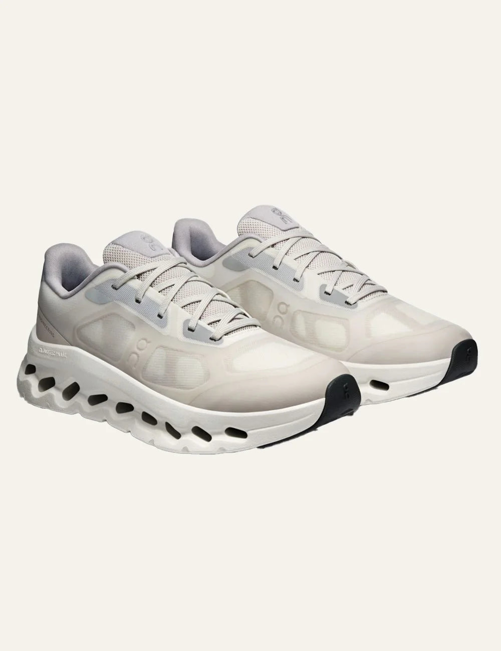 On Cloudtilt Remix beige women's sneakers with CloudTec Phase cushioning angled