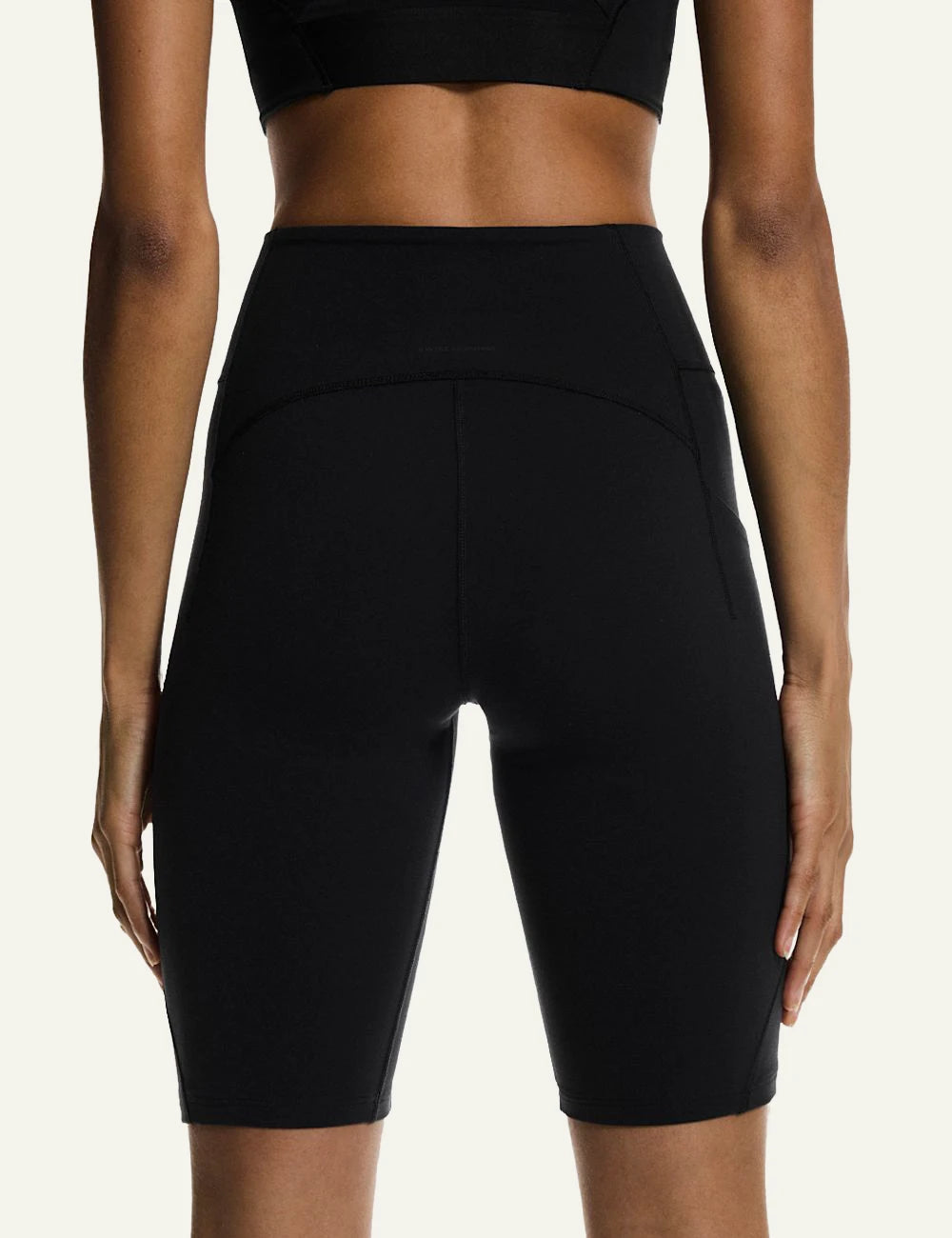On biker shorts black back waist fit