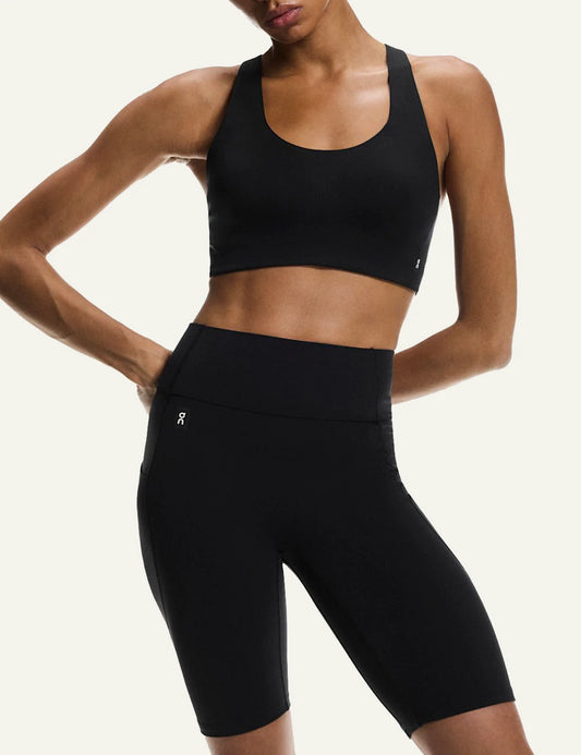 On biker shorts black front close up fit