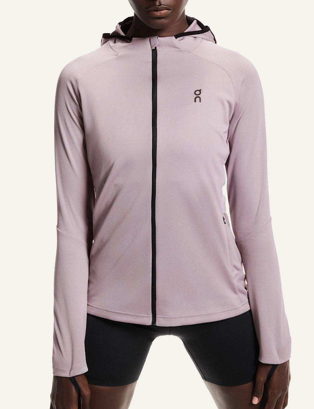 On Climate Zip Hoodie pink women front model view