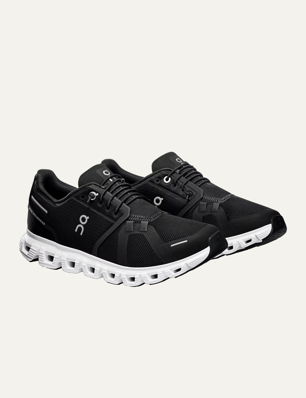 On Cloud 6 black white sneakers angled view