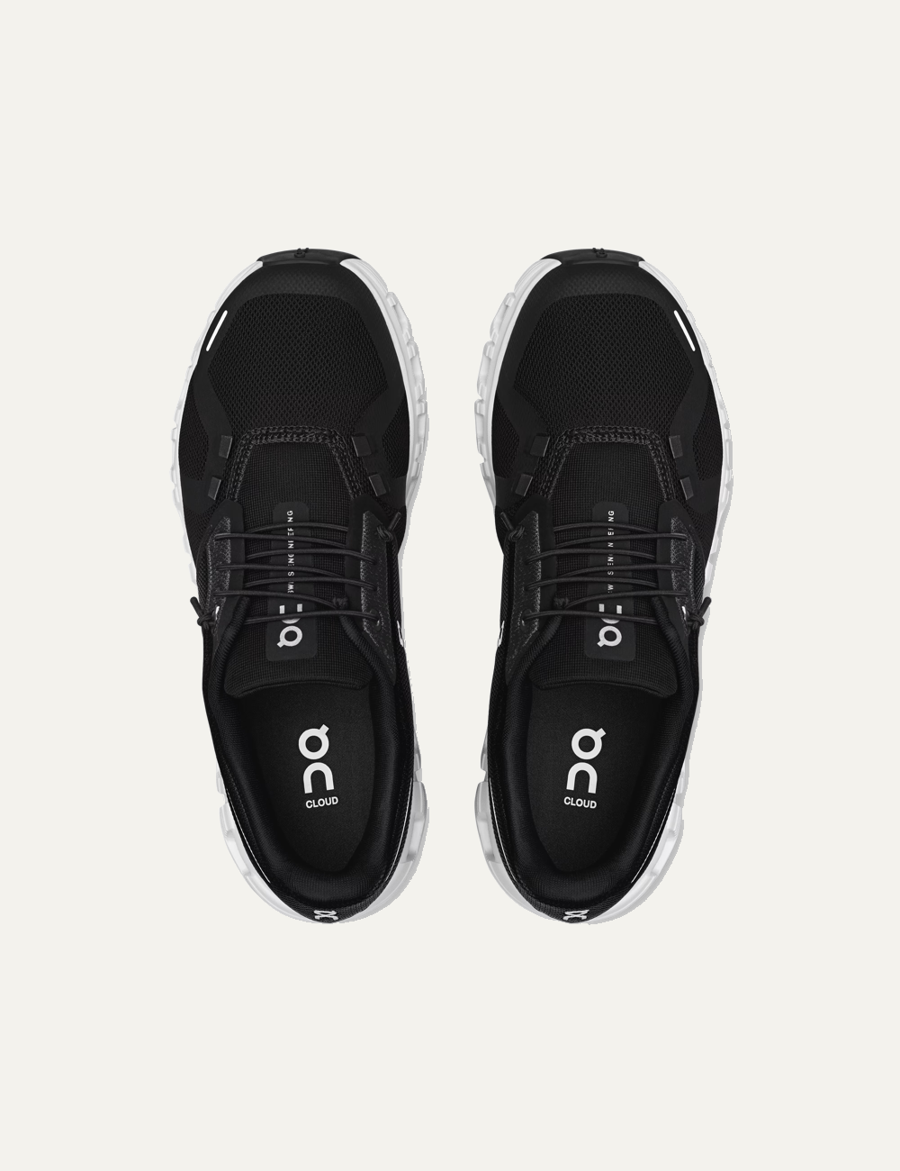 On Cloud 6 black white sneakers top view