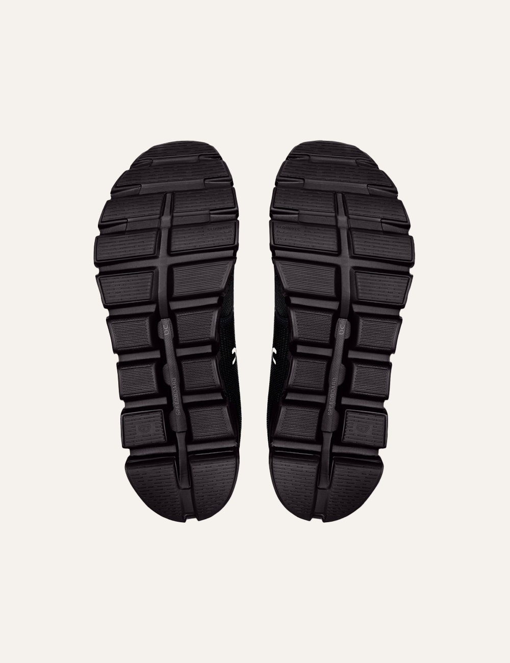 On Cloud black sneakers bottom sole grip detail