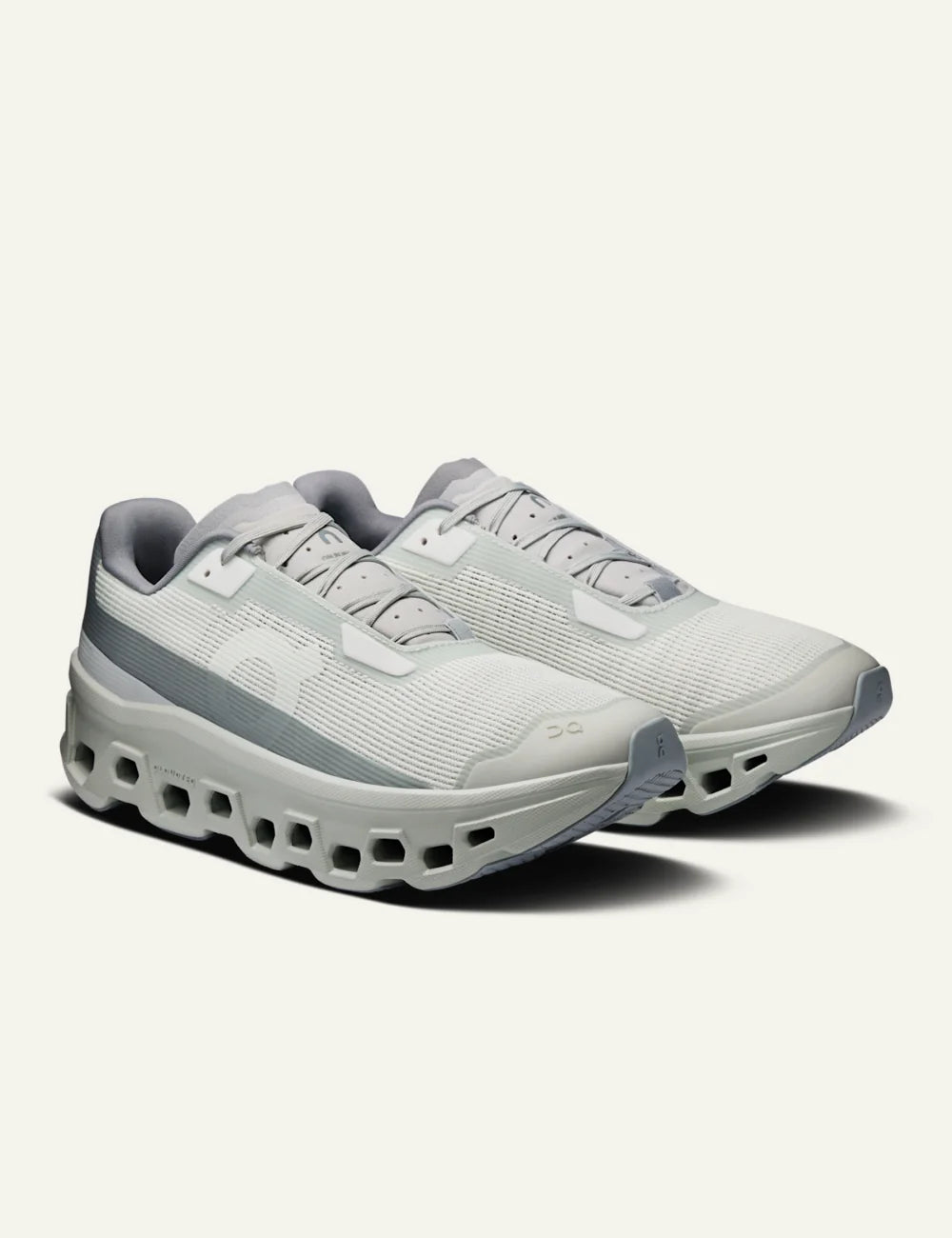 On Cloudmonster Void sneaker grey angled view
