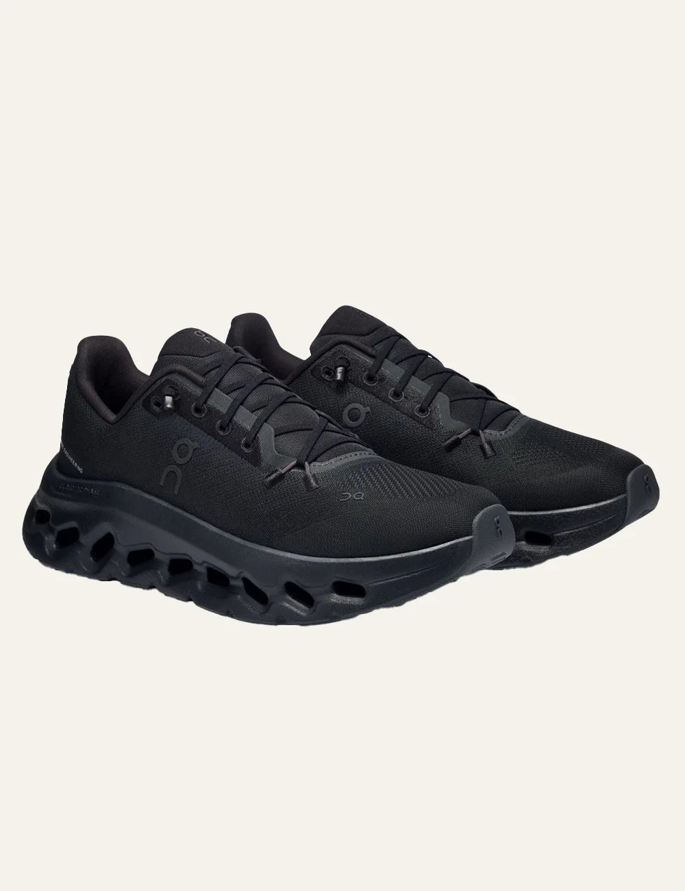 On Cloudtilt black women's sneakers with CloudTec Phase cushioning angled