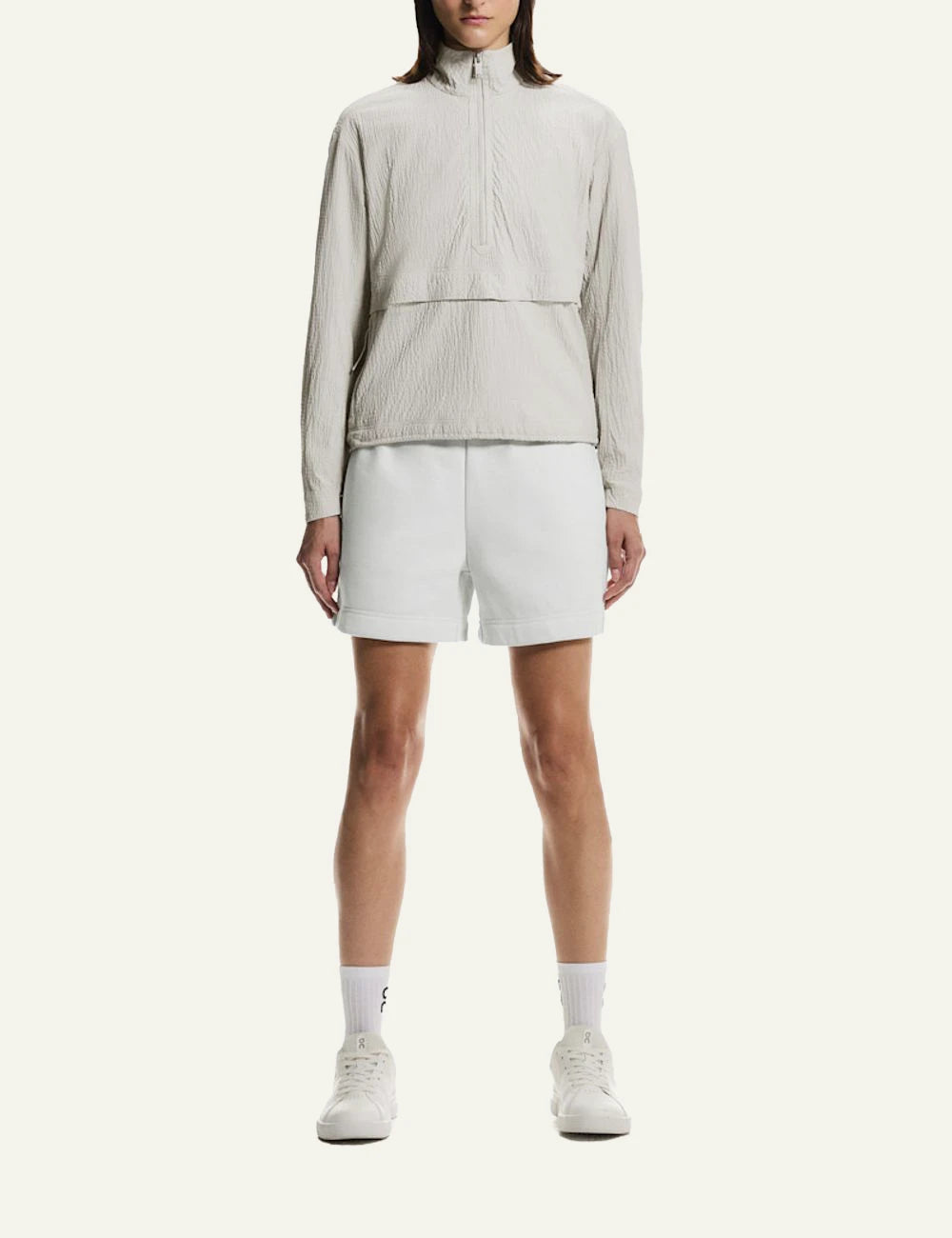 On Courtside 1/2 Zip Eaze beige women front full body
