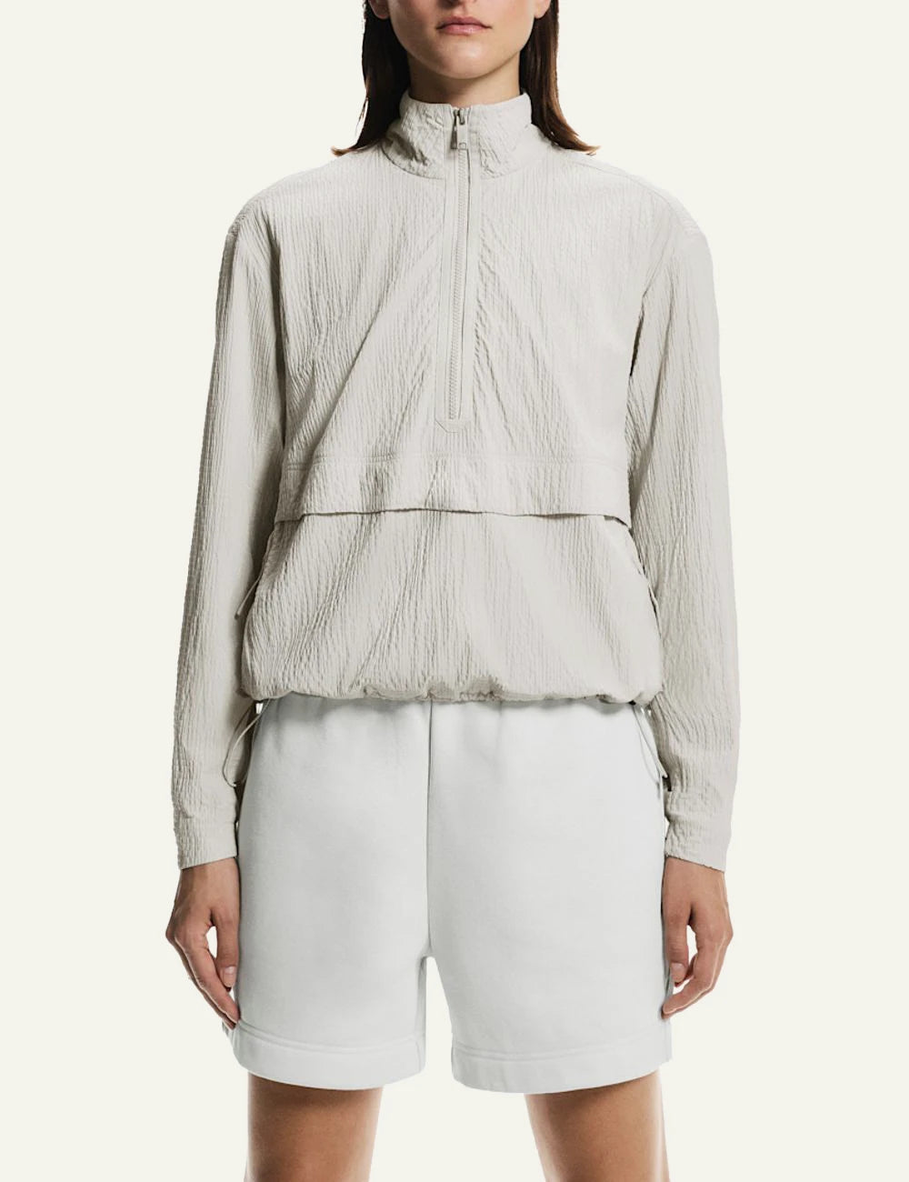 On Courtside 1/2 Zip Eaze beige women front view