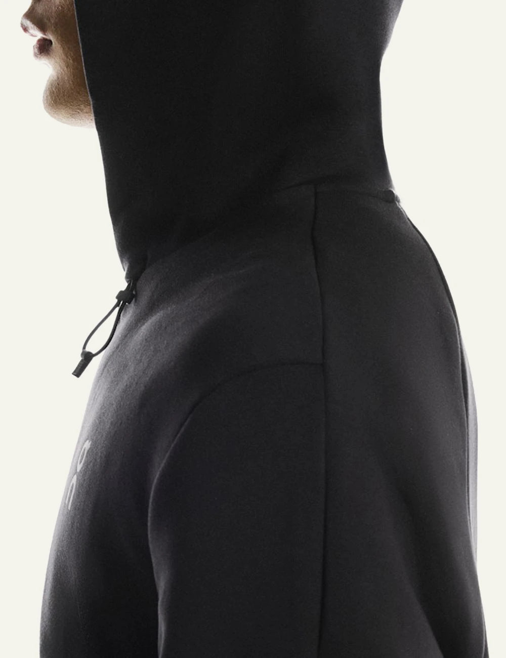 On Focus Tech Zip Hoodie Black Men side model view