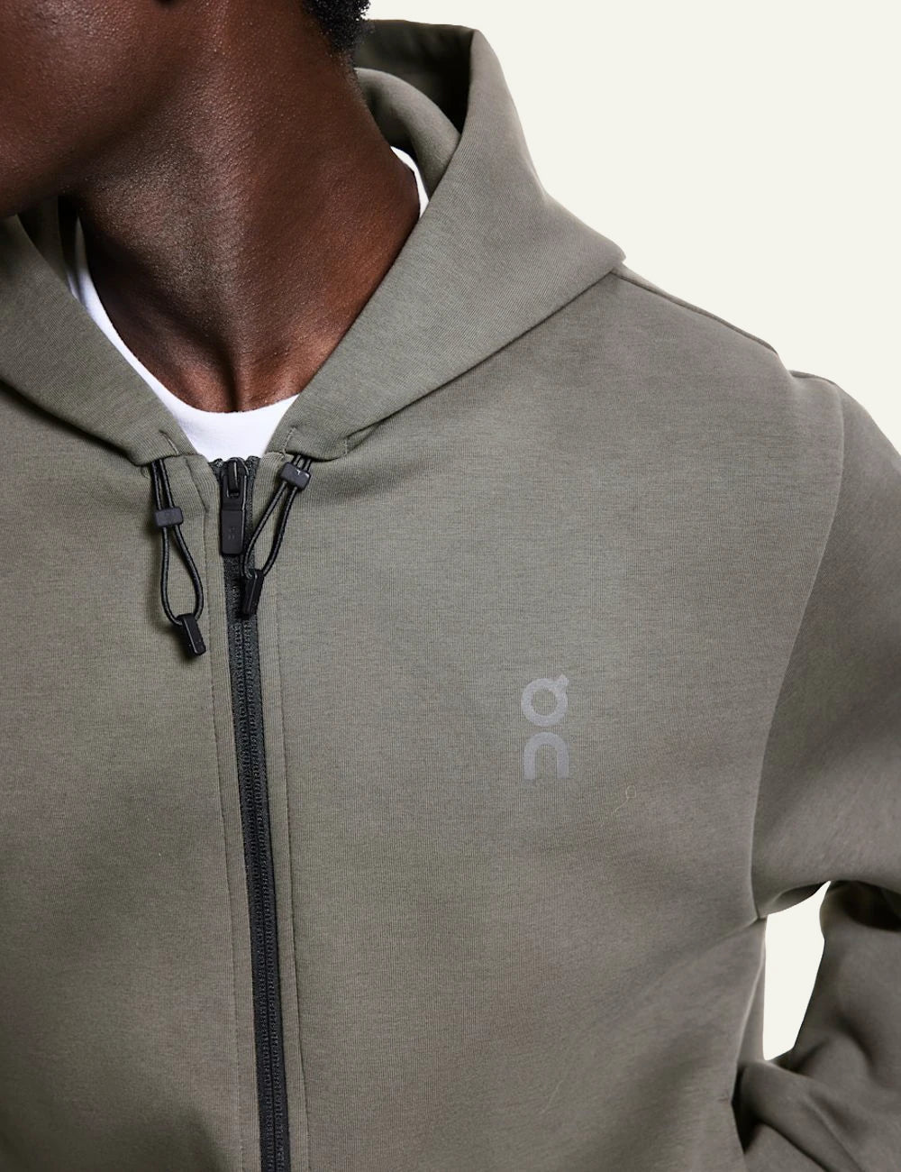 On Focus Tech Zip Hoodie grey men front detail view