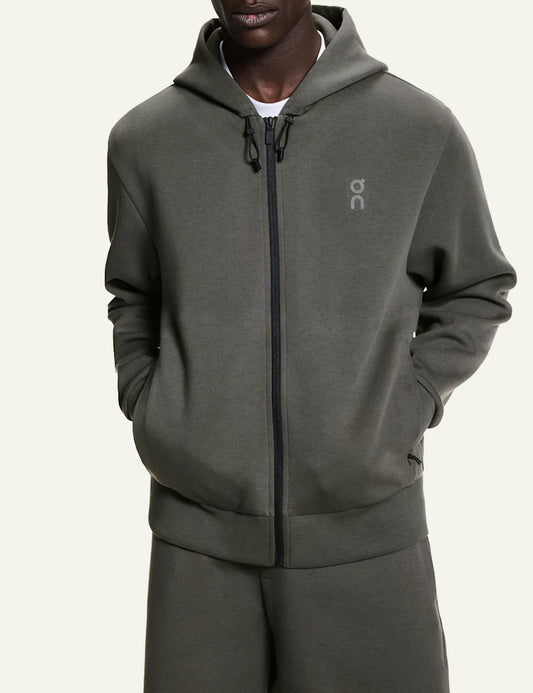 On Focus Tech Zip Hoodie grey men front model view