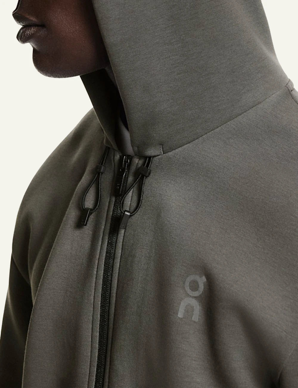 On Focus Tech Zip Hoodie grey men side model view