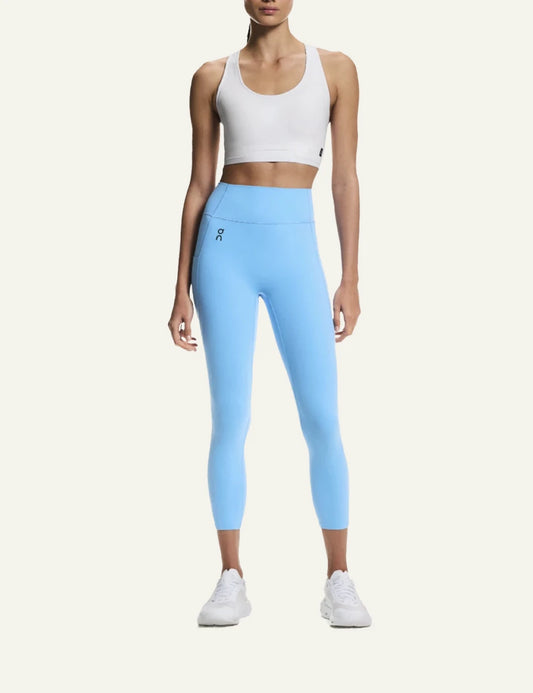 On leggings light blue high waist seamless full body front view