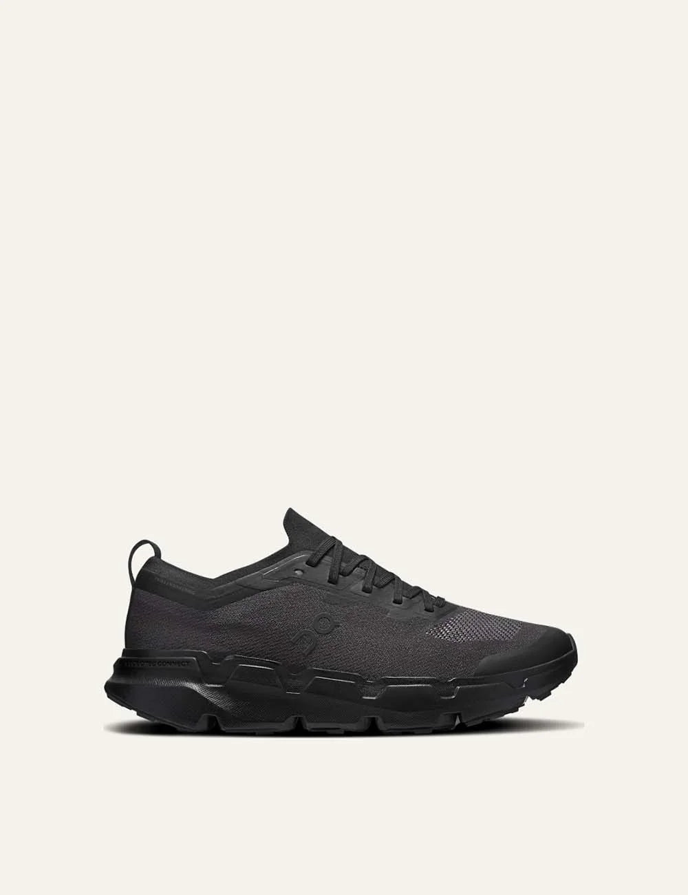 On men's black all-terrain sneakers with textile upper, CloudTec Connect cushioning and Missiongrip outsole.