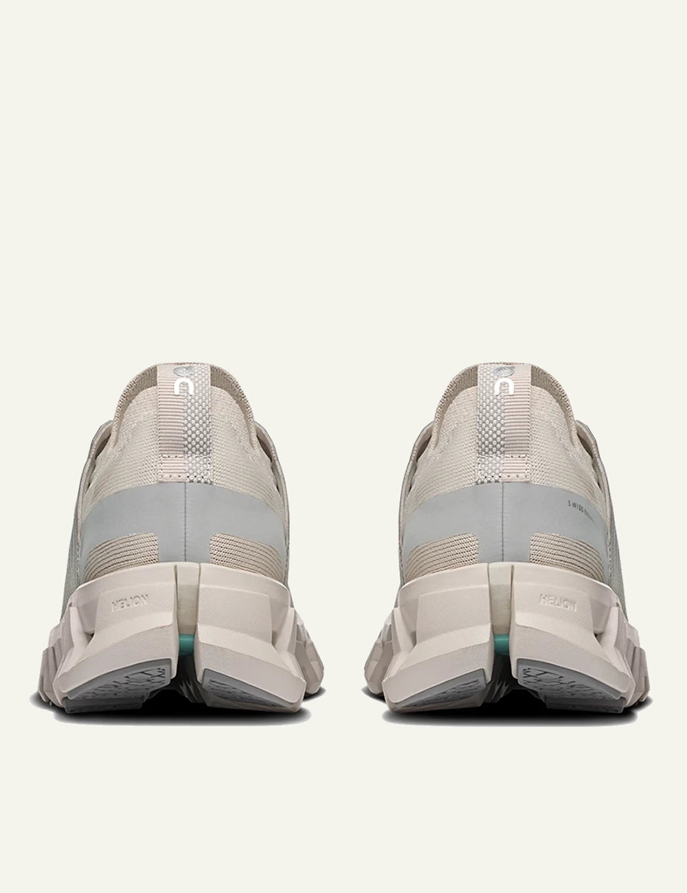 Men's On Cloudrunner 2 beige and grey running sneakers with Helion superfoam and CloudTec cushioning back