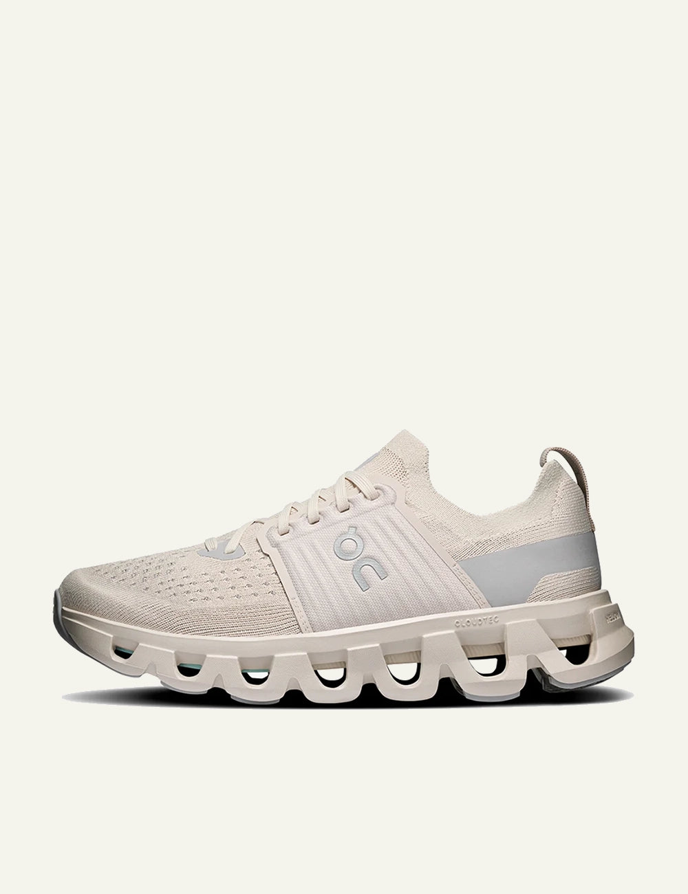 Men's On Cloudrunner 2 beige and grey running sneakers with Helion superfoam and CloudTec cushioning profile