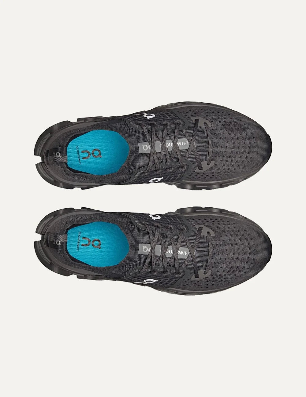 On men's Cloudswift 4 dark grey running sneakers with breathable knit upper, CloudTec cushioning and Helion foam top