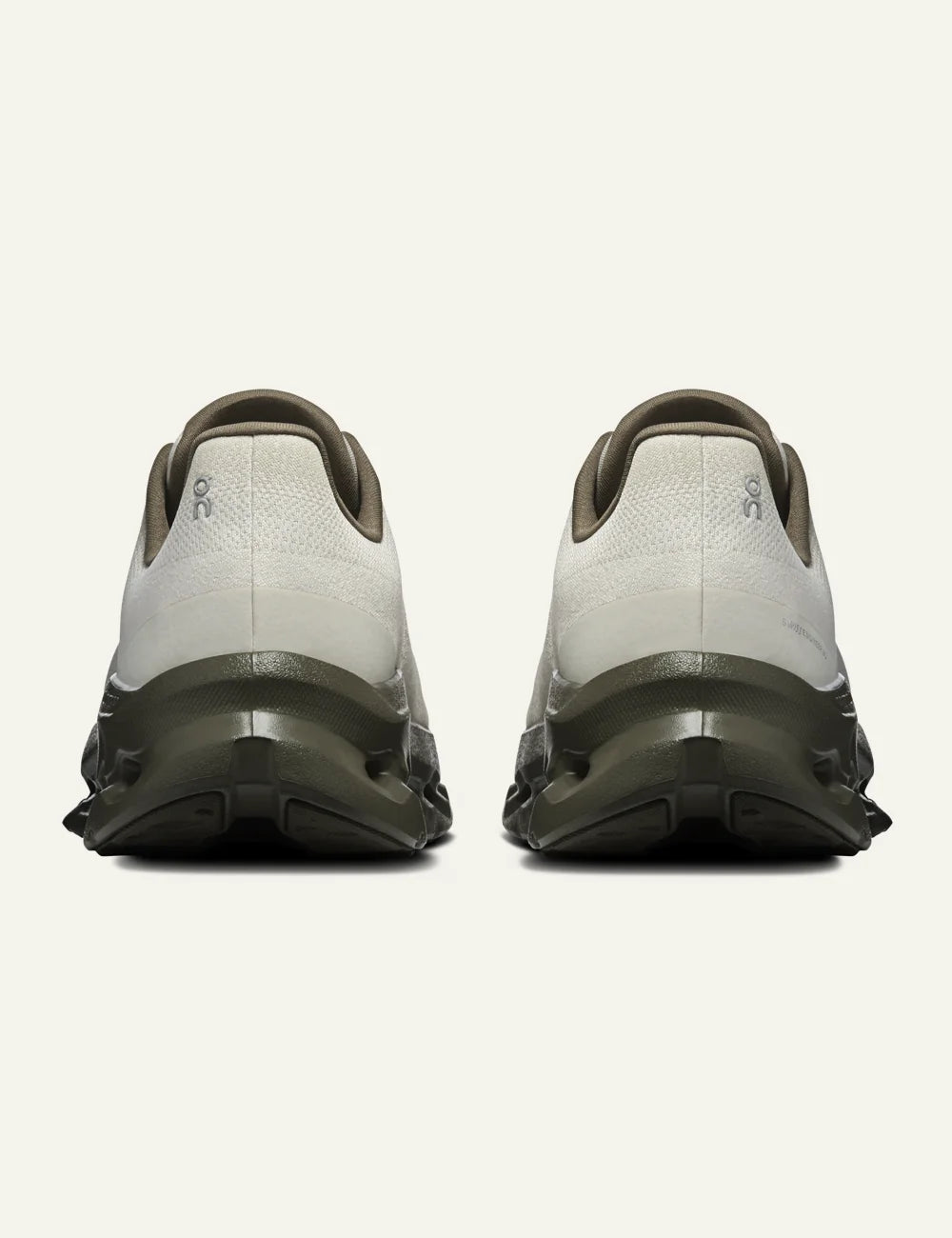 Men's On Cloudtilt Fen Grain white and olive running sneakers with CloudTec Phase cushioning back