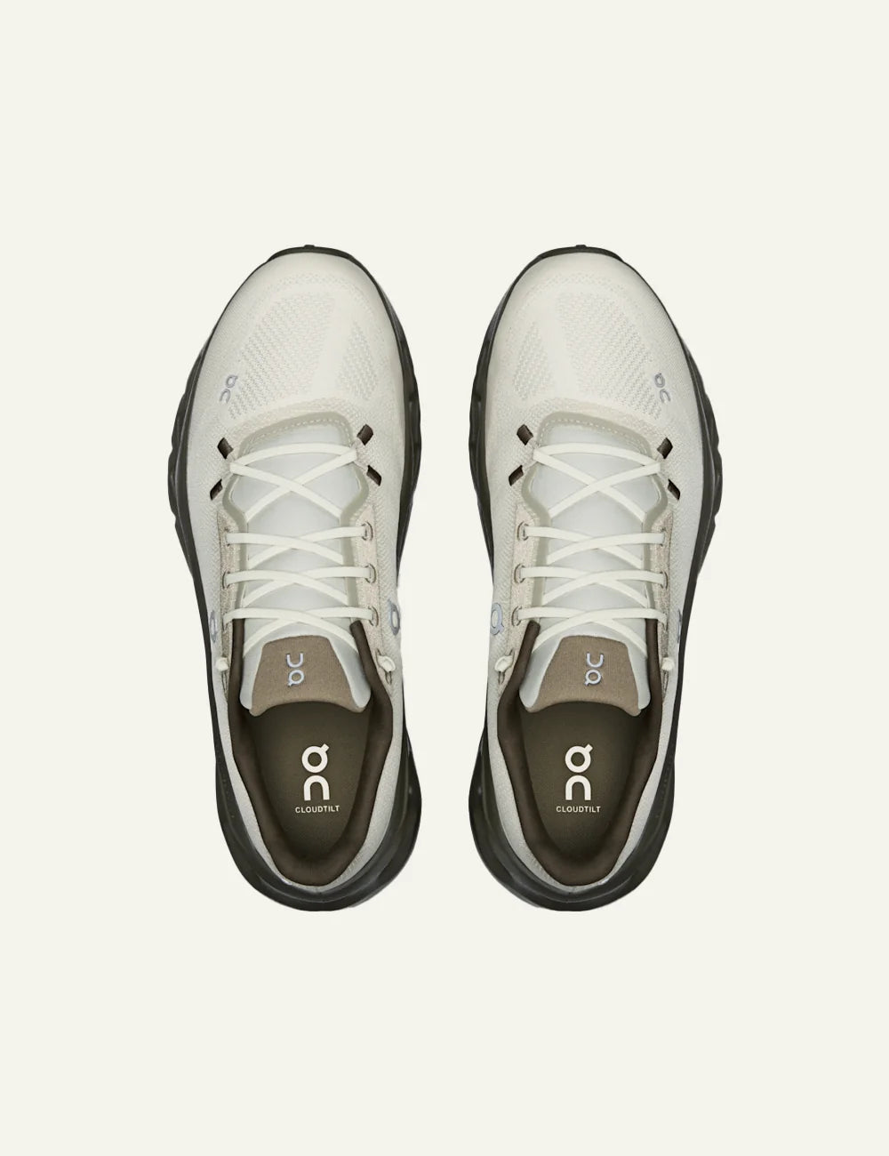 Men's On Cloudtilt Fen Grain white and olive running sneakers with CloudTec Phase cushioning top