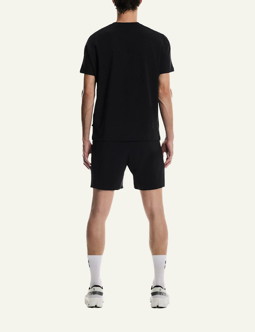 On performance t shirt black back full body worn