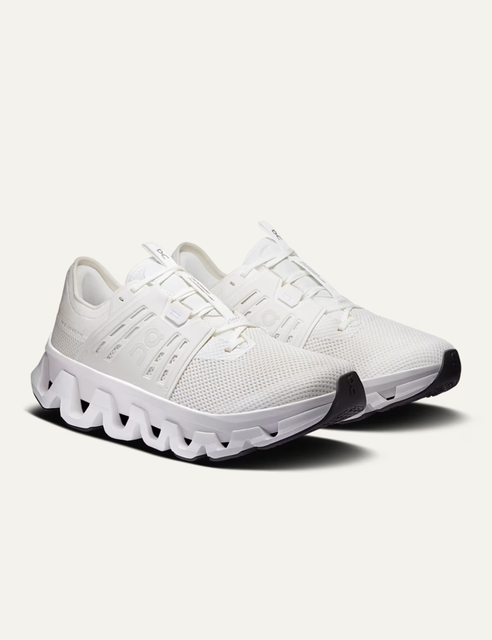 on running cloudswift amp sneakers white white mesh angled view
