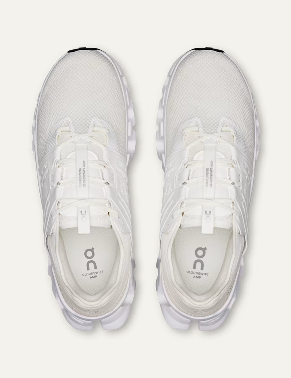 on running cloudswift amp sneakers white white mesh top view