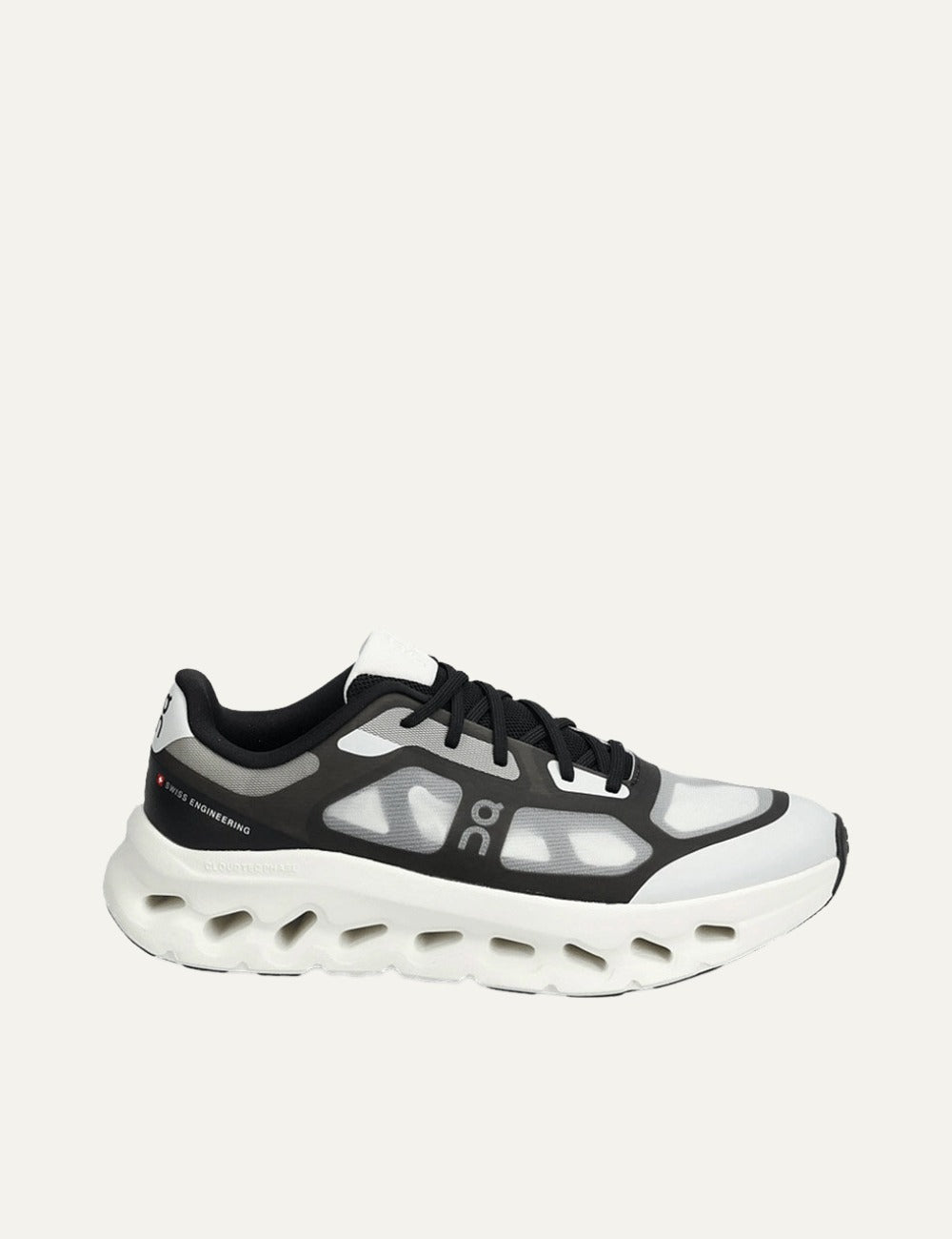 on running cloudtilt remix sneakers black ivory mesh side view