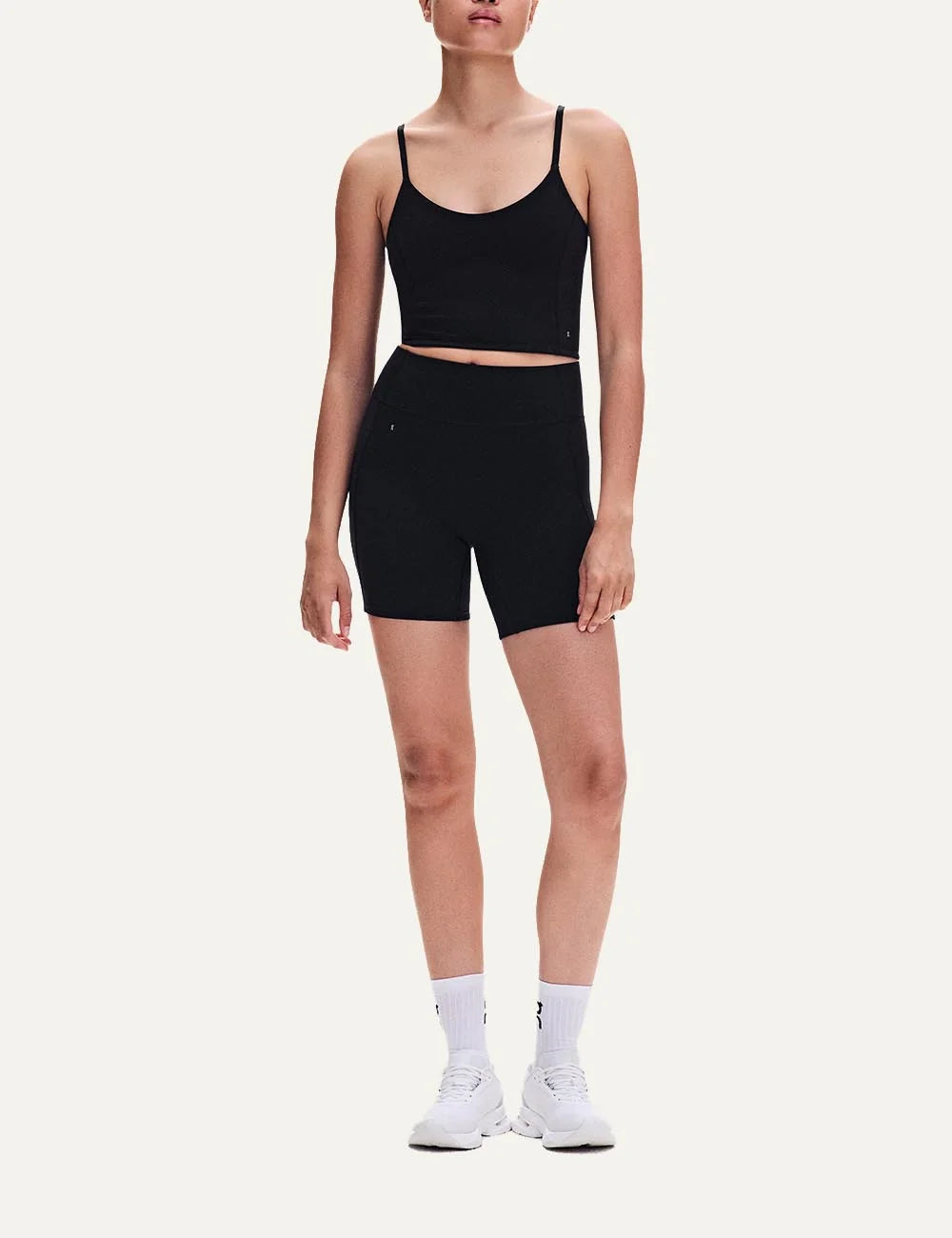 ON women's black soft stretch cropped training top
