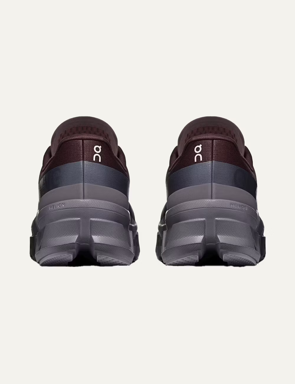 On women's burgundy sneakers with grey CloudTec cushioned sole back