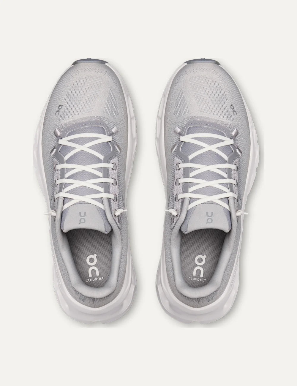 On women's grey Cloudsurfer sneakers with textile upper, speed laces and white CloudTec Phase cushioned sole top