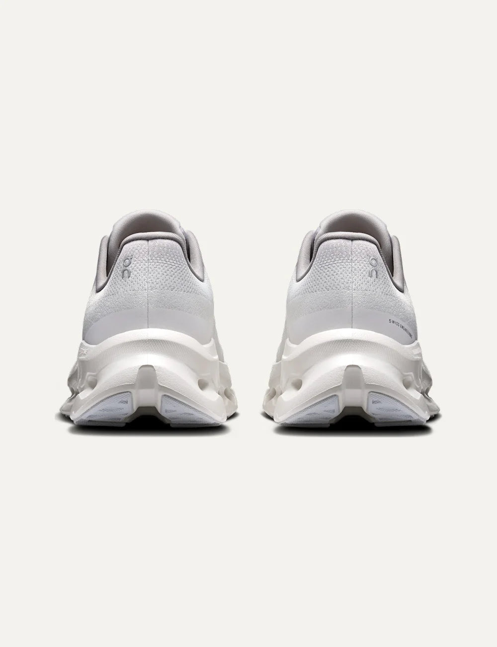 On women's grey Cloudsurfer sneakers with textile upper, speed laces and white CloudTec Phase cushioned sole back