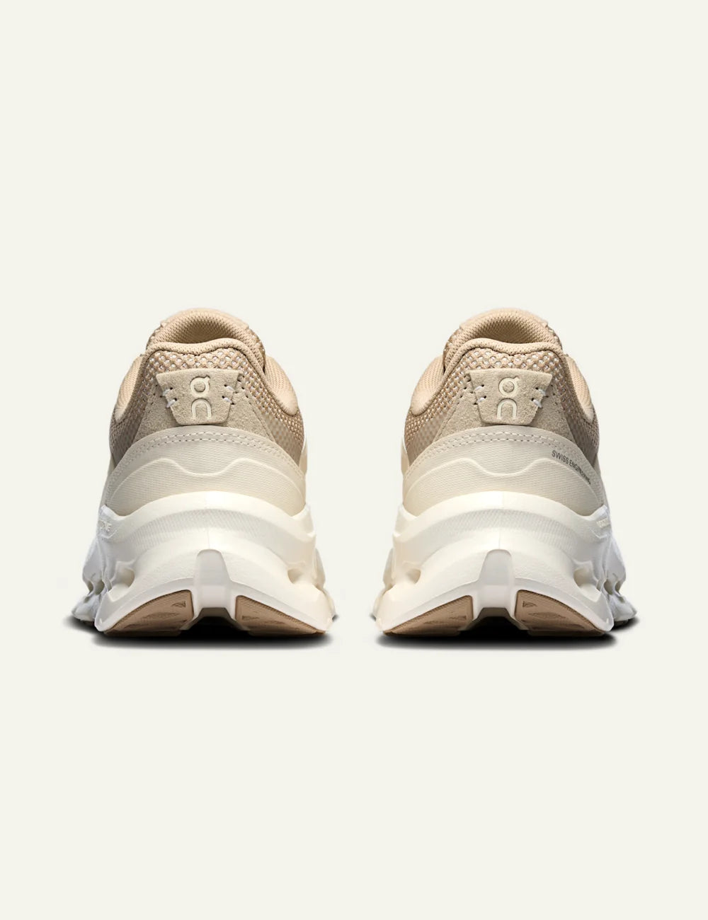 On women's ivory mesh sneakers with beige details and chunky cushioned sole back